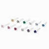 22G Sterling Silver Rainbow Crystal Nose Studs - 12 Pack