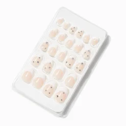 Gem French Tip Stiletto Press On Vegan Faux Nail Set - 24 Pack