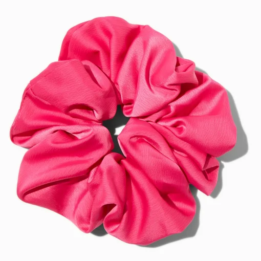 Giant Hot Pink Satin Hair Scrunchie