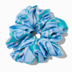 Giant Silky Blue Wave Hair Scrunchie