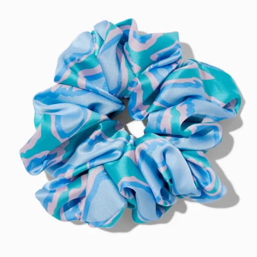 Giant Silky Blue Wave Hair Scrunchie