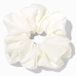 Giant White Silky Hair Scrunchie