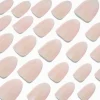 Glazed White Short Almond Vegan Faux Nail Set - 24 Pack