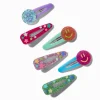 Glitter Happy Face Snap Hair Clips - 6 Pack