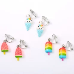 Glitter Ice Pop & Ice Cream Clip-On Earrings - 3 Pack
