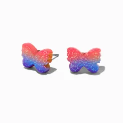 Glitter Ombré Butterfly Stud Earrings