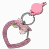 Glitter Pink Heart Retractable Keychain