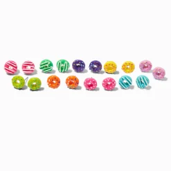 Glitter Rainbow Donut Stud Earrings - 9 Pack