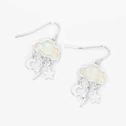 Glow In The Dark Storm Cloud 0.5" Drop Earrings