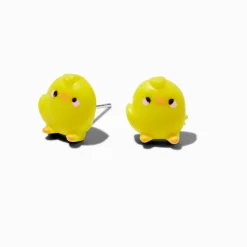 Glow in the Dark Yellow Chicks Stud Earrings