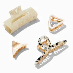 Gold & Ivory Mixed Hair Claws - 4 Pack
