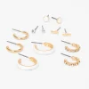 Gold & White Enamel Earrings Set - 6 Pack
