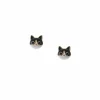 Gold Black & White Cat Stud Earrings