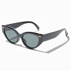 Gold Bow Studded Black Retro Sunglasses