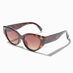 Gold Bow Studded Brown Tortoiseshell Retro Sunglasses