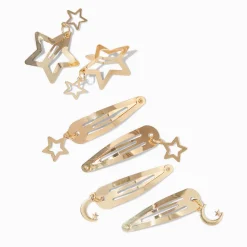 Gold Celestial Snap Hair Clips - 6 Pack