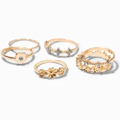 Gold Daisy Flower Rings - 6 Pack