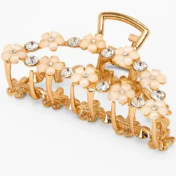 Gold Daisy Studded Oval Hair Claw