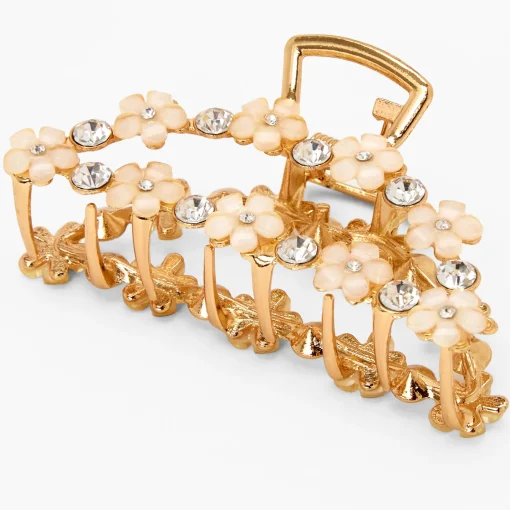 Gold Daisy Studded Oval Hair Claw