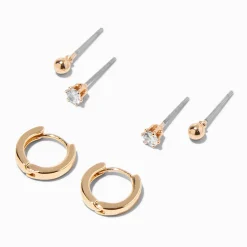Gold Earring Stackables Set - 3 Pack