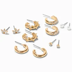Gold Embellished Earrings Set - 6 Pack