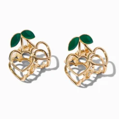 Gold Heart Cherry Hair Claws - 2 Pack