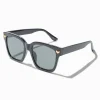 Gold Heart Studded Black Rectangular Sunglasses