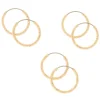 Gold 15MM Textured Hoop Earrings - 3 Pack