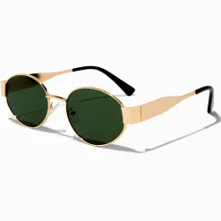 Gold Oval Metal Sunglasses