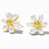 Gold Pearl Daisy Stud Earrings