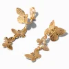 Gold 1.5" Butterfly Clip-On Drop Earrings