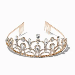 Gold Rhinestone Linda Tiara
