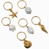 Gold Seashell Icon Hair Rings - 6 Pack