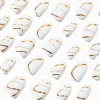 Gold Squiggle & Pearl Short Almond Vegan Faux Nail Set - 24 Pack
