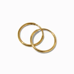 Gold Titanium 12MM Endless Hoop Earrings