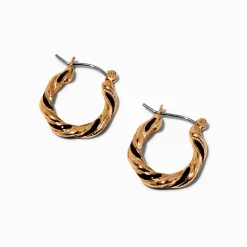 Gold-tone & Black 20mm Twisted Hoop Earrings