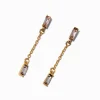 Gold-tone Baguette Chain Linear Drop Earrings