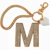 Gold-tone Bedazzled Initial Keychain - M