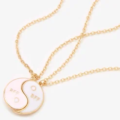 Gold-tone Best Friends Split Yin Yang Pendant Necklaces - 2 Pack