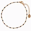 Gold-tone Black Beaded Stationed Chain Anklet