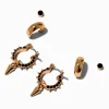 Gold-tone Black Crystal Spikes Earring Stackables Set - 3 Pack