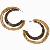 Gold-tone Boho Textured Hoop Earrings