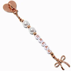 Gold-tone Bow & Pearl "Dream" Sticker Charm
