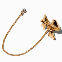 Gold-tone Bow Connector Earring