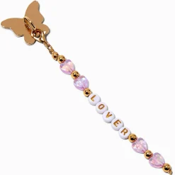 Gold-tone Butterfly & Lilac Bead Sticker Charm