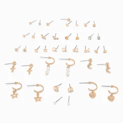 Gold-tone Celestial Earrings Set - 20 Pack