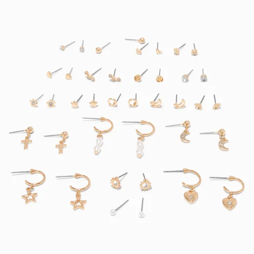 Gold-tone Celestial Earrings Set - 20 Pack