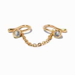 Gold-tone Chain Cubic Zirconia Faux Nose Ring
