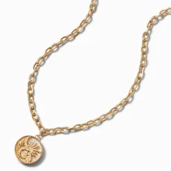 Gold-tone Chain Sun & Moon Pendant Necklace