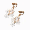 Gold-tone Chandelier Flower Clip-On Drop Earrings